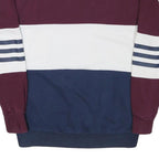 ADIDAS Womens Maroon & White & Navy Sweatshirt Crew Neck UK 8 Cotton Blend