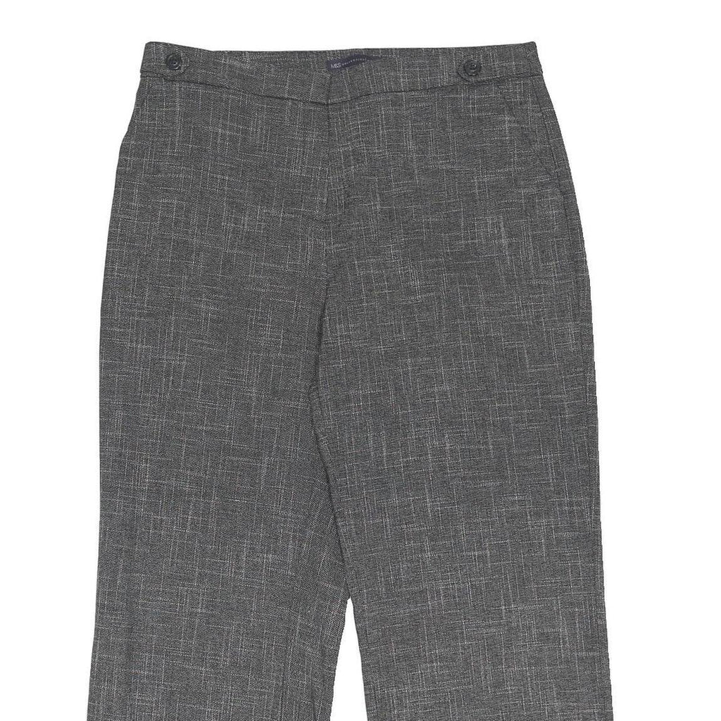 M&S Womens Polyester Blend Grey Relaxed Straight Leg Trousers W34 L27 Workwear