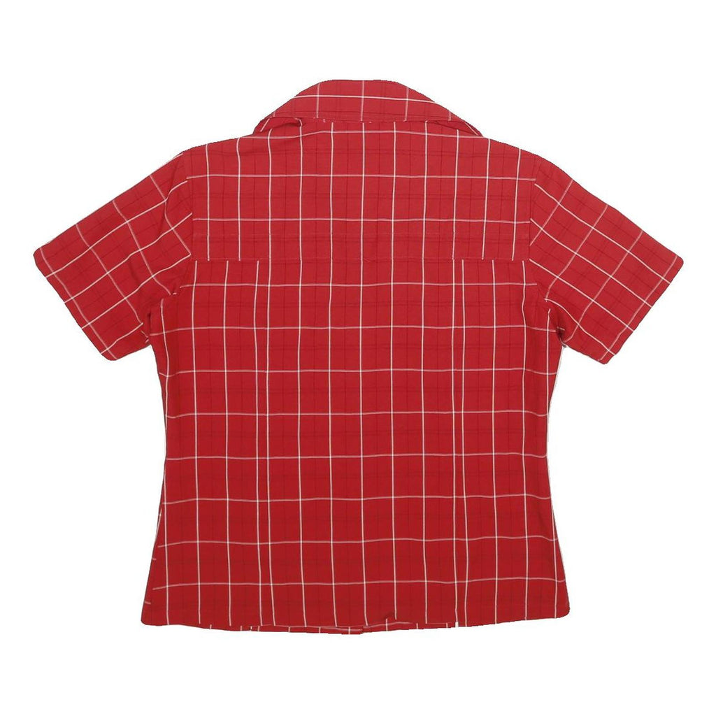 JACK WOLFSKIN Womens Red Checked Shirt UK 10 Button Short Sleeve Casual Outdoor