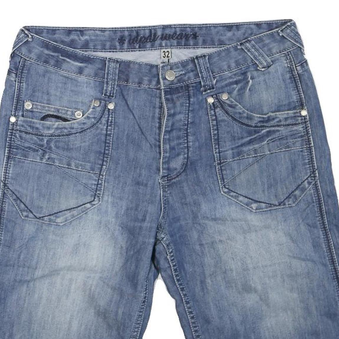 Mens Blue Casual Denim Style Cotton Blend Shorts M W32 Pocket Detail