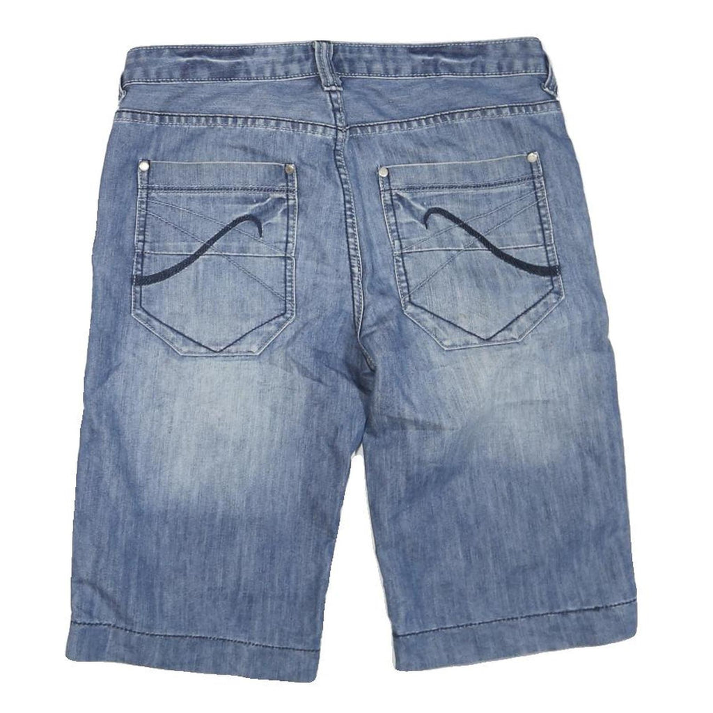 Mens Blue Casual Denim Style Cotton Blend Shorts M W32 Pocket Detail