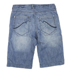 Mens Blue Casual Denim Style Cotton Blend Shorts M W32 Pocket Detail