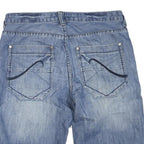 Mens Blue Casual Denim Style Cotton Blend Shorts M W32 Pocket Detail