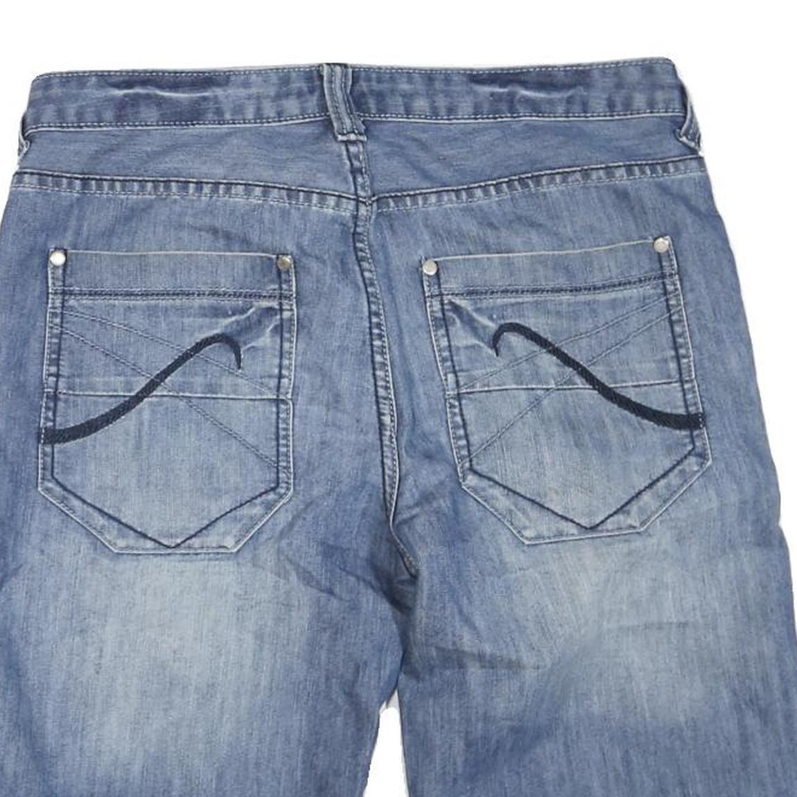 Mens Blue Casual Denim Style Cotton Blend Shorts M W32 Pocket Detail