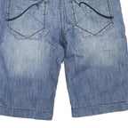 Mens Blue Casual Denim Style Cotton Blend Shorts M W32 Pocket Detail