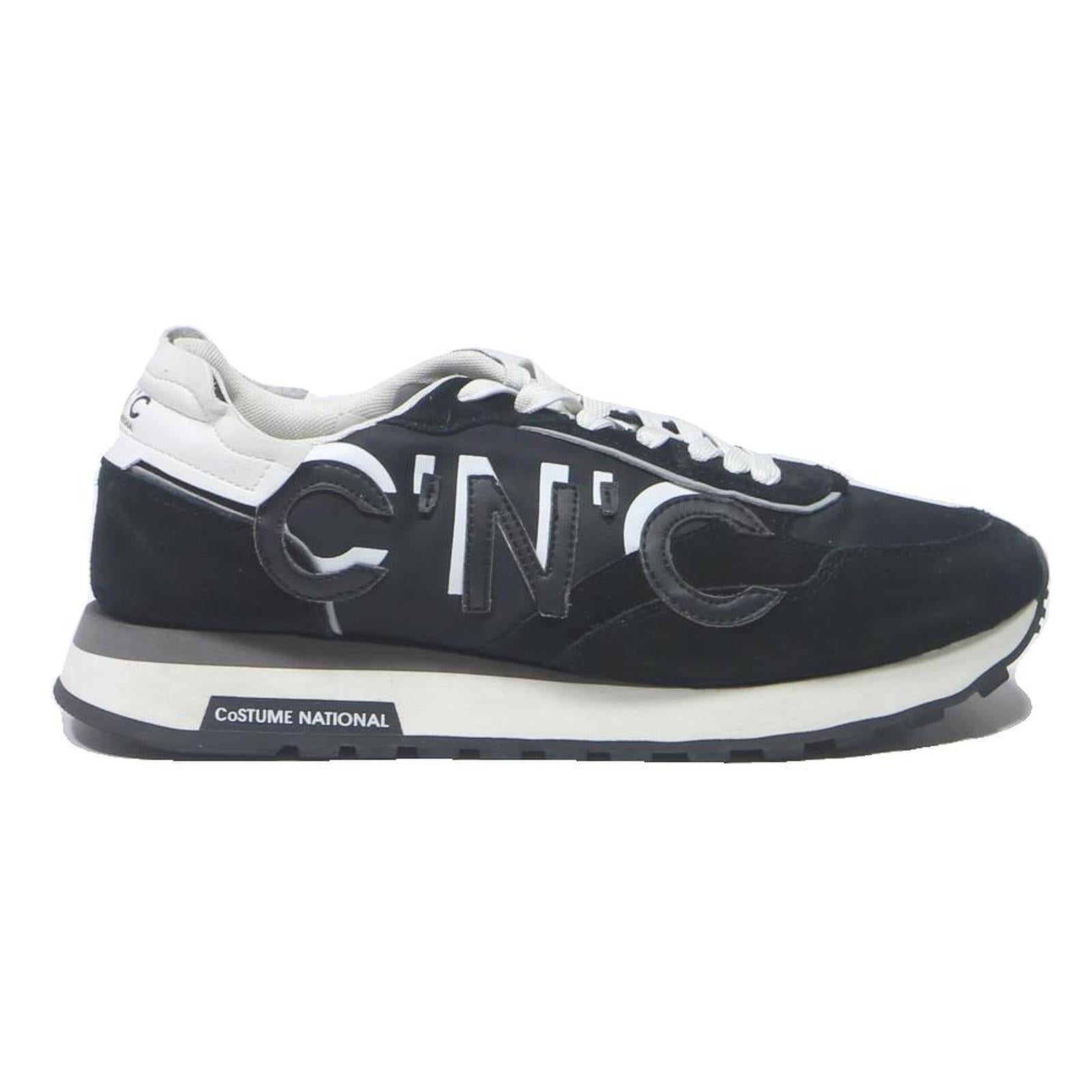C'N'C Womens Lace-Up Trainers Black & White Synthetic UK 8 Lightweight Casual