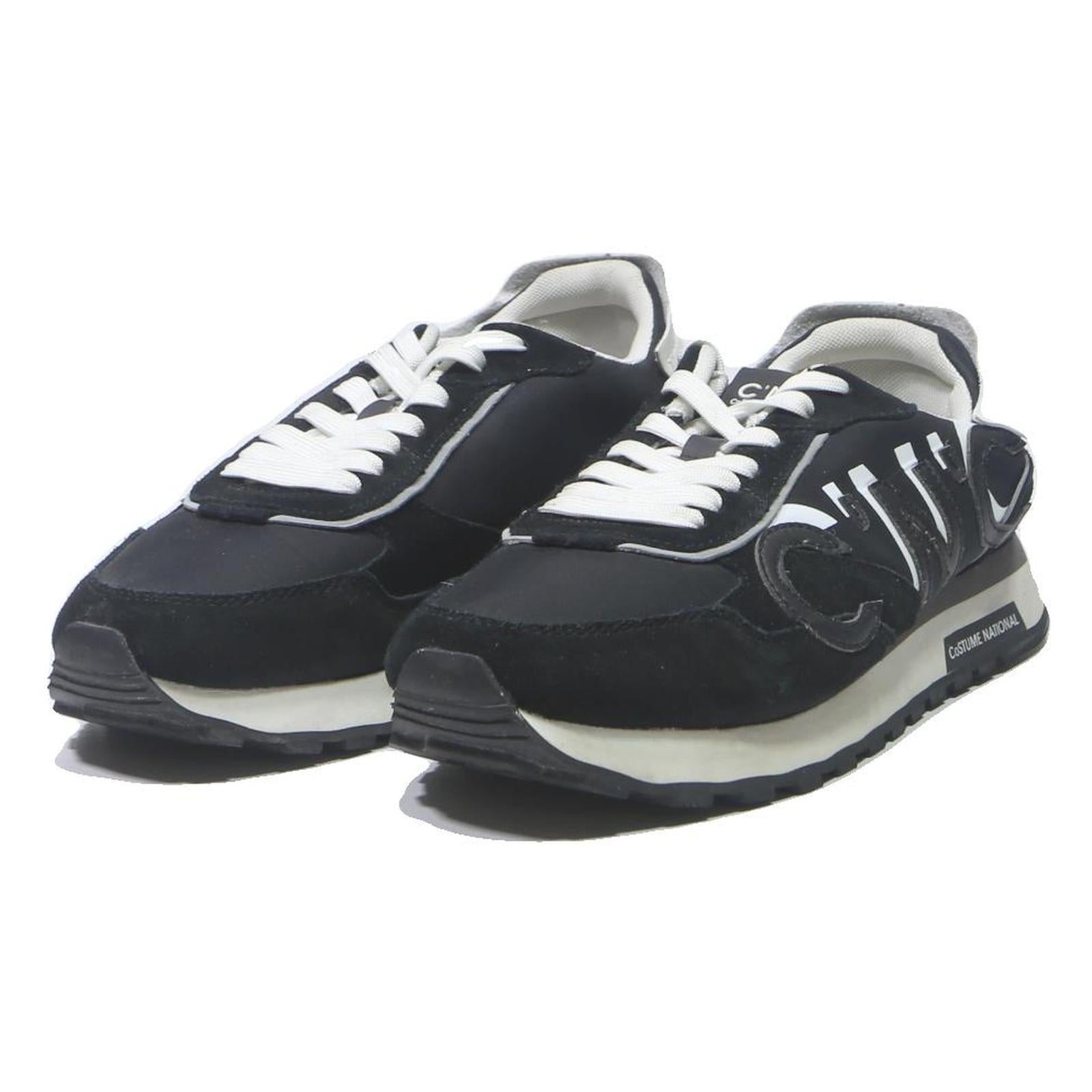 C'N'C Womens Lace-Up Trainers Black & White Synthetic UK 8 Lightweight Casual