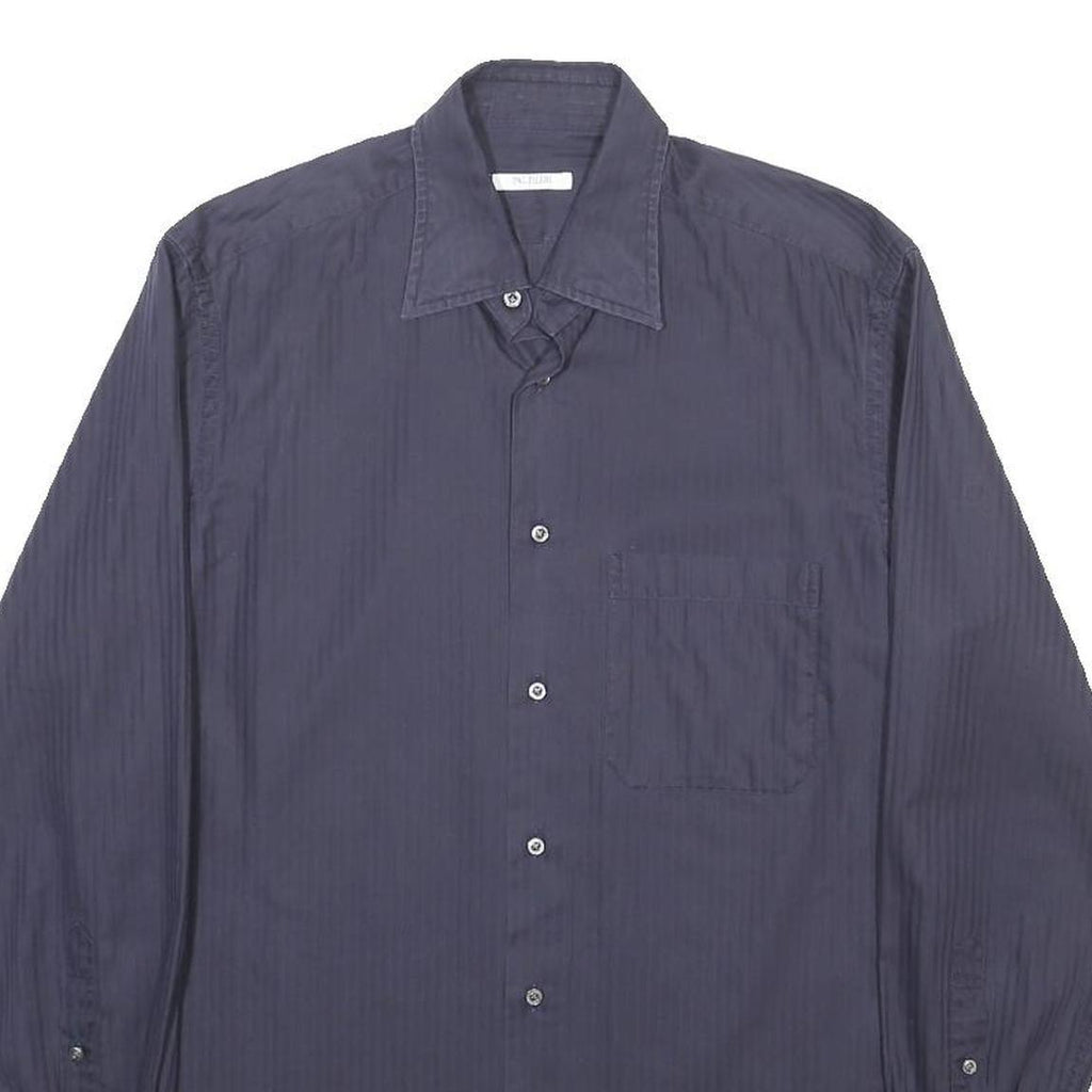 PAL ZILERI Mens Blue Cotton Shirt M Classic Buttoned Pocket Long Sleeve