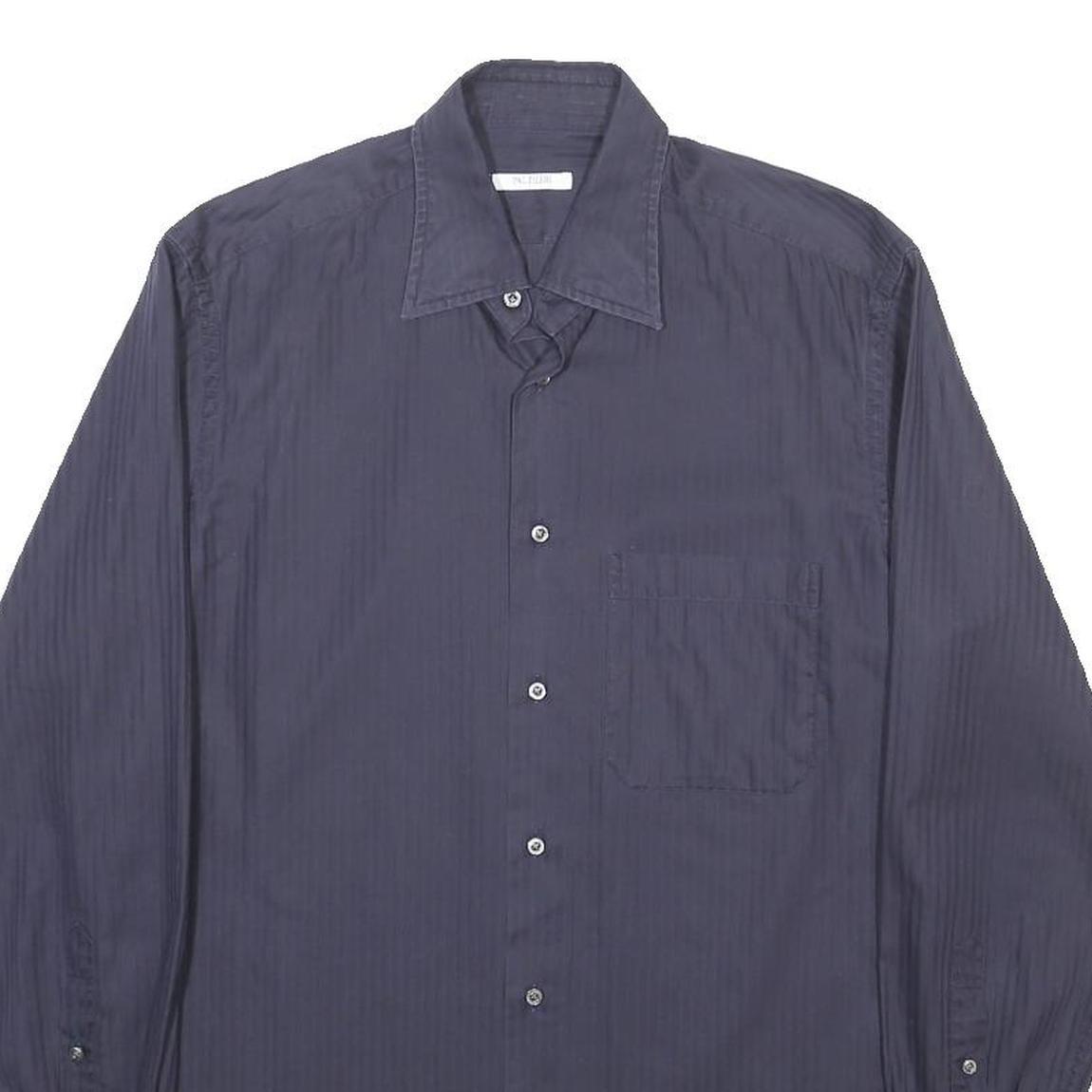 PAL ZILERI Mens Blue Cotton Shirt M Classic Buttoned Pocket Long Sleeve