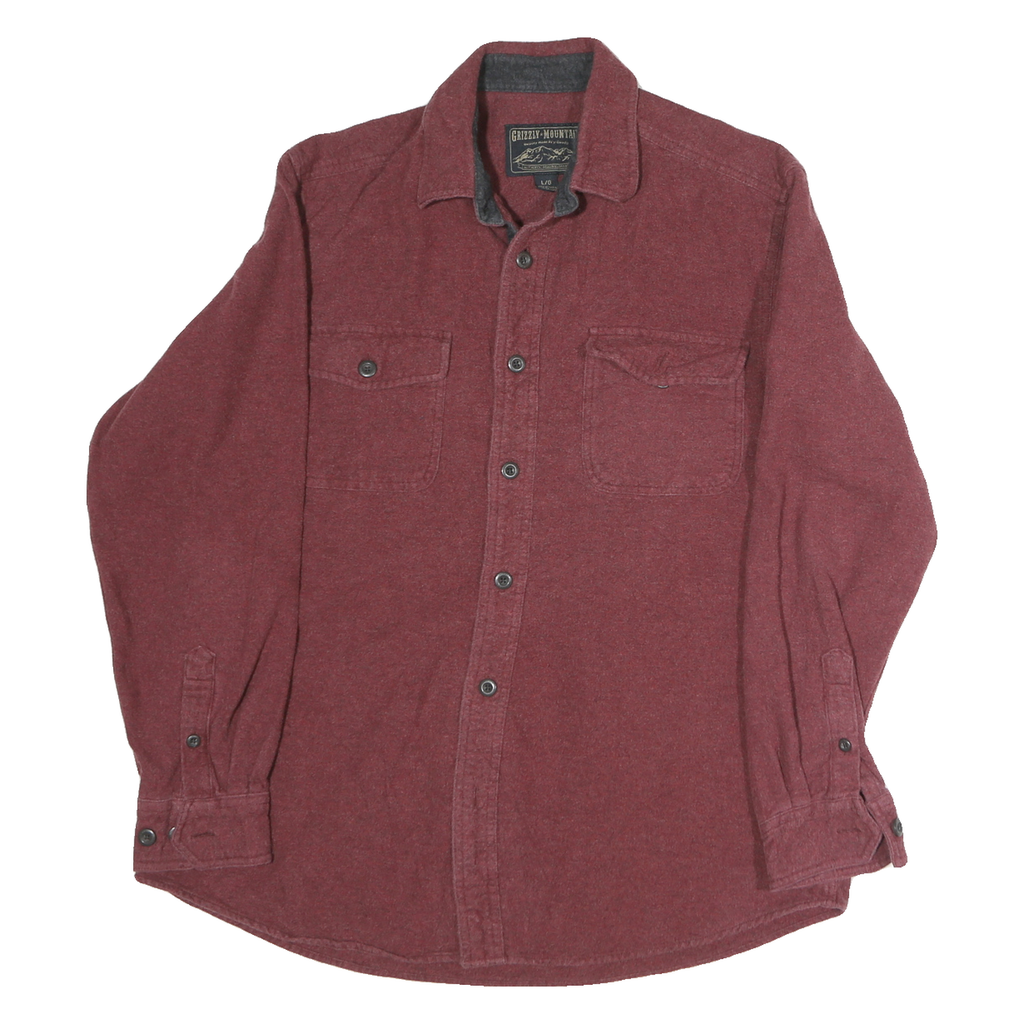 GRIZZLY MOUNTAIN Mens Maroon Cotton Shirt M Casual Long Sleeve Buttoned Pockets