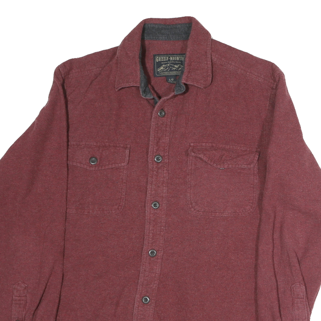 GRIZZLY MOUNTAIN Mens Maroon Cotton Shirt M Casual Long Sleeve Buttoned Pockets