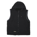 TOMMY HILFIGER Mens Black Hooded Sleeveless Zip Up Jacket L Polyester Blend