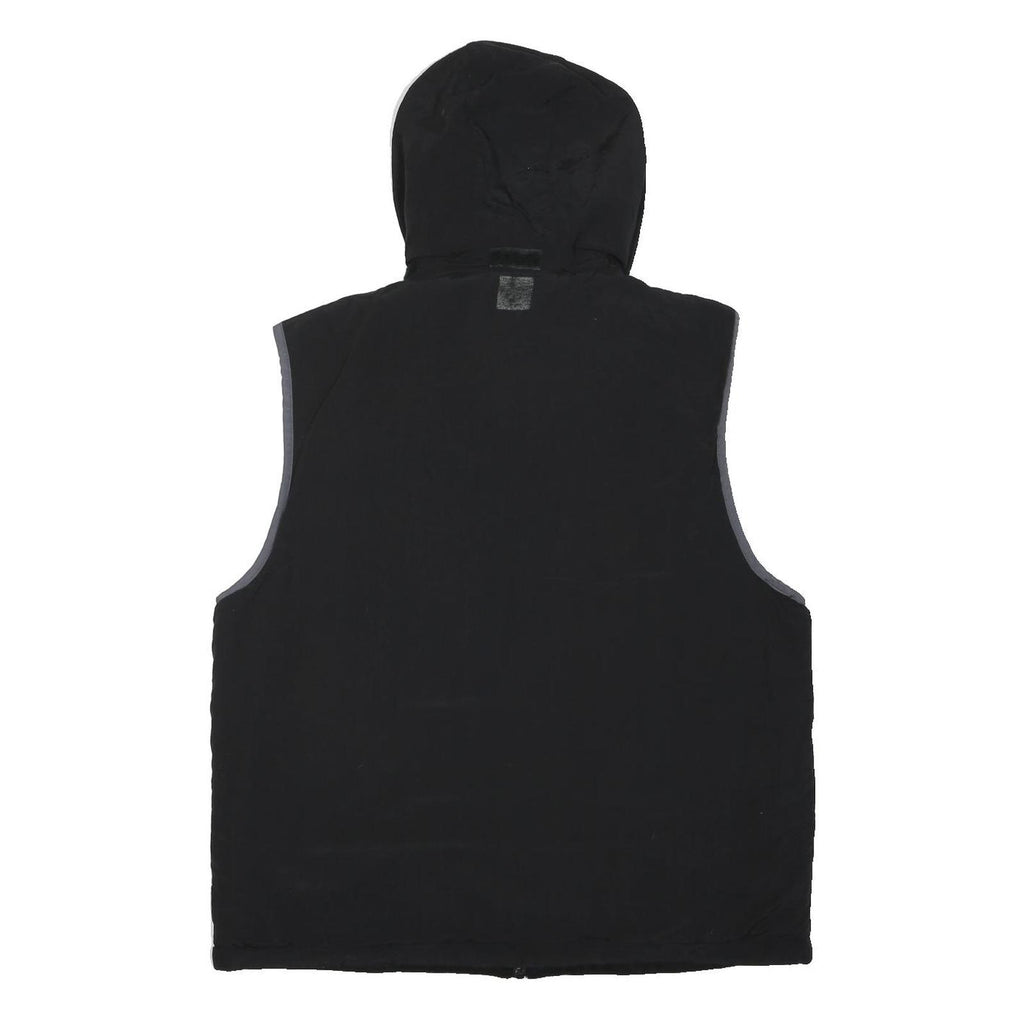 TOMMY HILFIGER Mens Black Hooded Sleeveless Zip Up Jacket L Polyester Blend