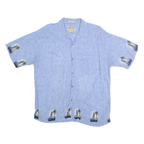 SPLATT Mens Blue Rayon Shirt XL Tropical Sailboat Print Summer Beachwear