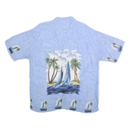 SPLATT Mens Blue Rayon Shirt XL Tropical Sailboat Print Summer Beachwear