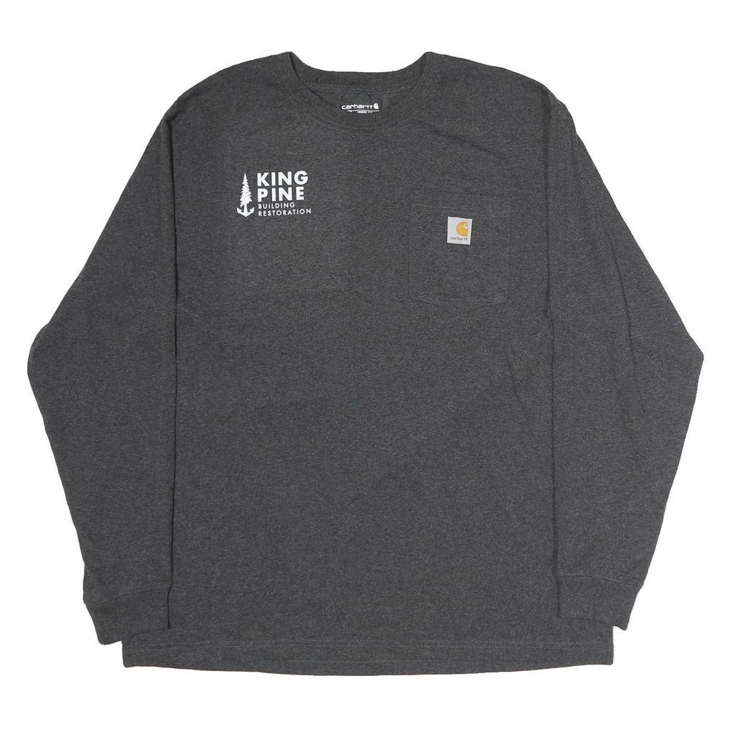 CARHARTT Mens Grey King Pine Building Restoration Graphic Long Sleeve Crew Neck