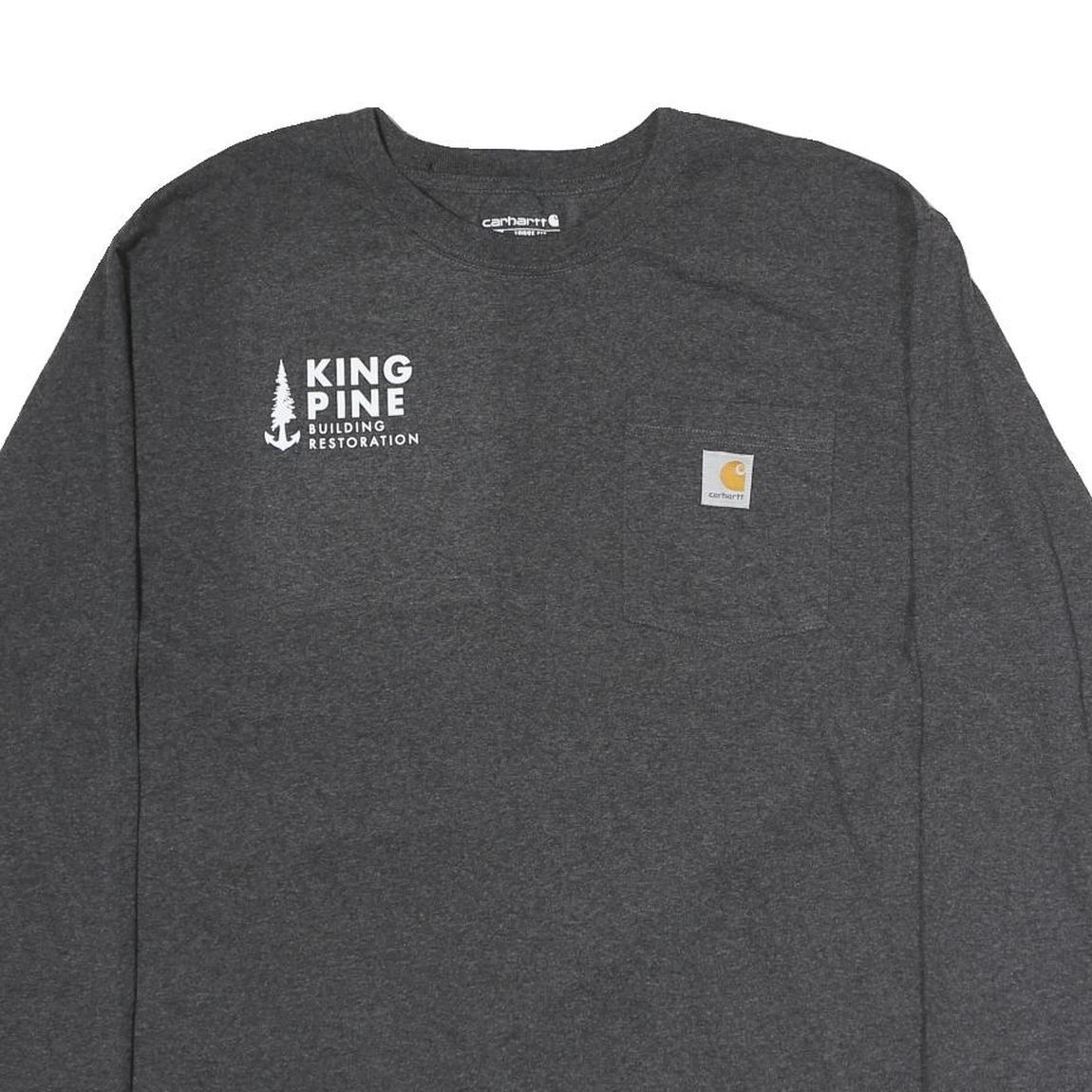 CARHARTT Mens Grey King Pine Building Restoration Graphic Long Sleeve Crew Neck