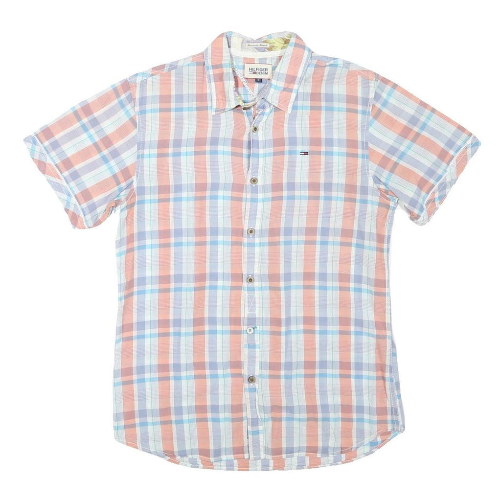 TOMMY HILFIGER Womens White & Orange Check Shirt S Casual Button Down