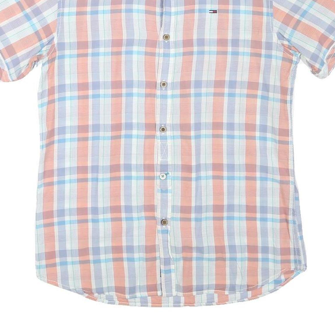 TOMMY HILFIGER Womens White & Orange Check Shirt S Casual Button Down