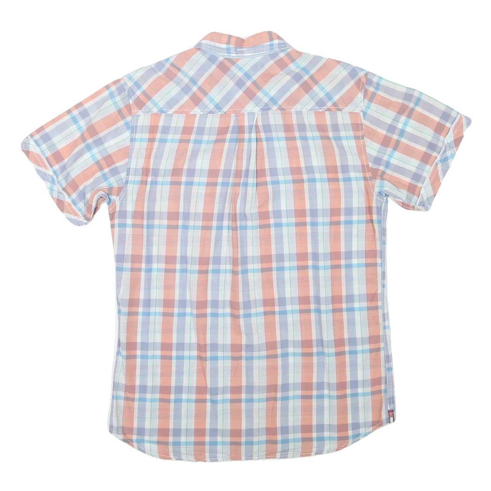 TOMMY HILFIGER Womens White & Orange Check Shirt S Casual Button Down