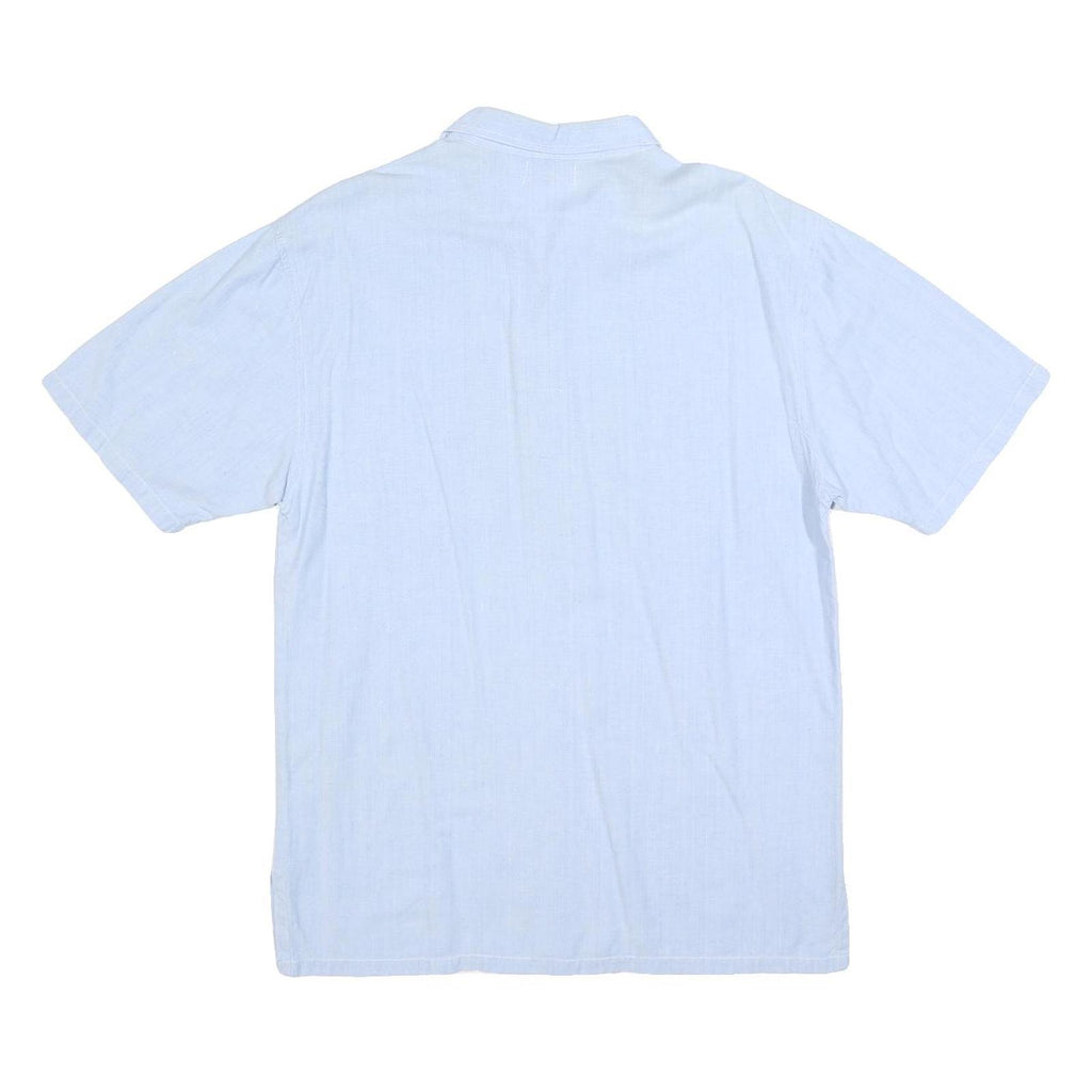 GO WEST Mens Blue Cotton Blend Shirt S Casual Short Sleeve Button Pocket