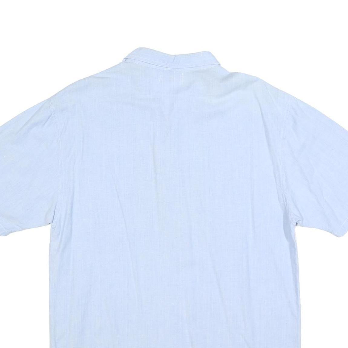 GO WEST Mens Blue Cotton Blend Shirt S Casual Short Sleeve Button Pocket