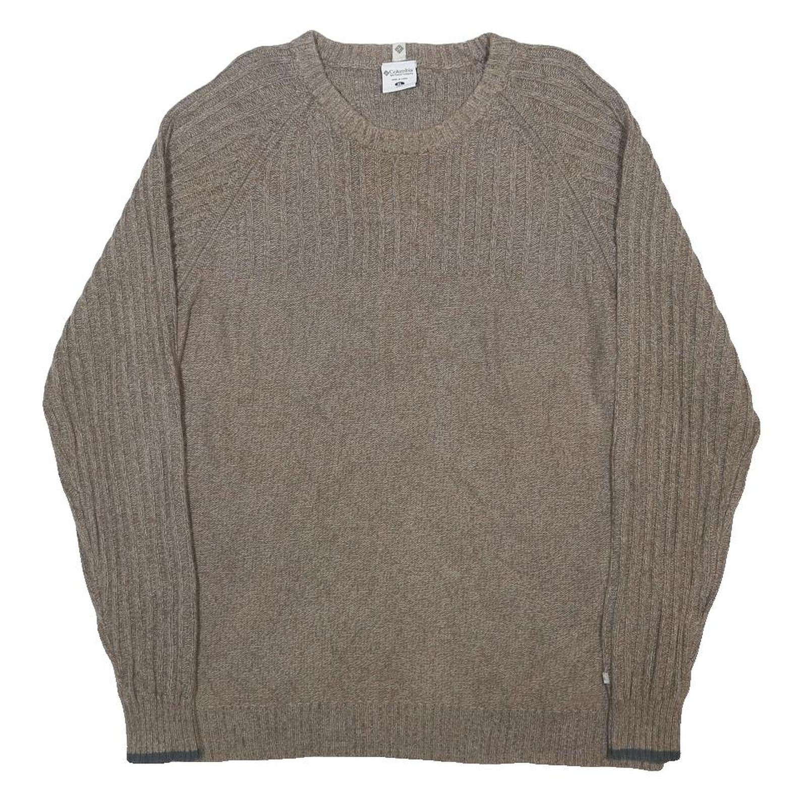 COLUMBIA Mens Beige Patterned Cotton Jumper Crew Neck Basic Knit XL Casual
