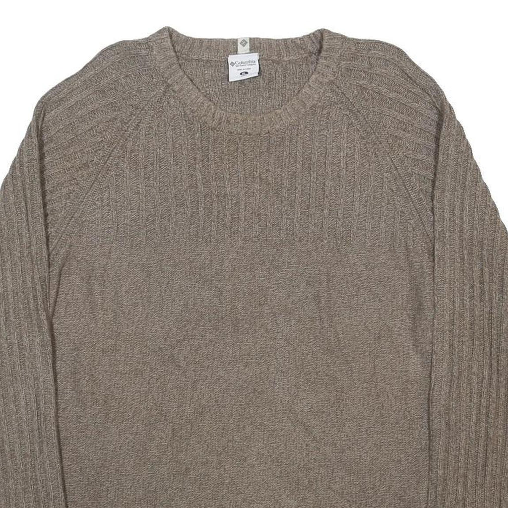 COLUMBIA Mens Beige Patterned Cotton Jumper Crew Neck Basic Knit XL Casual