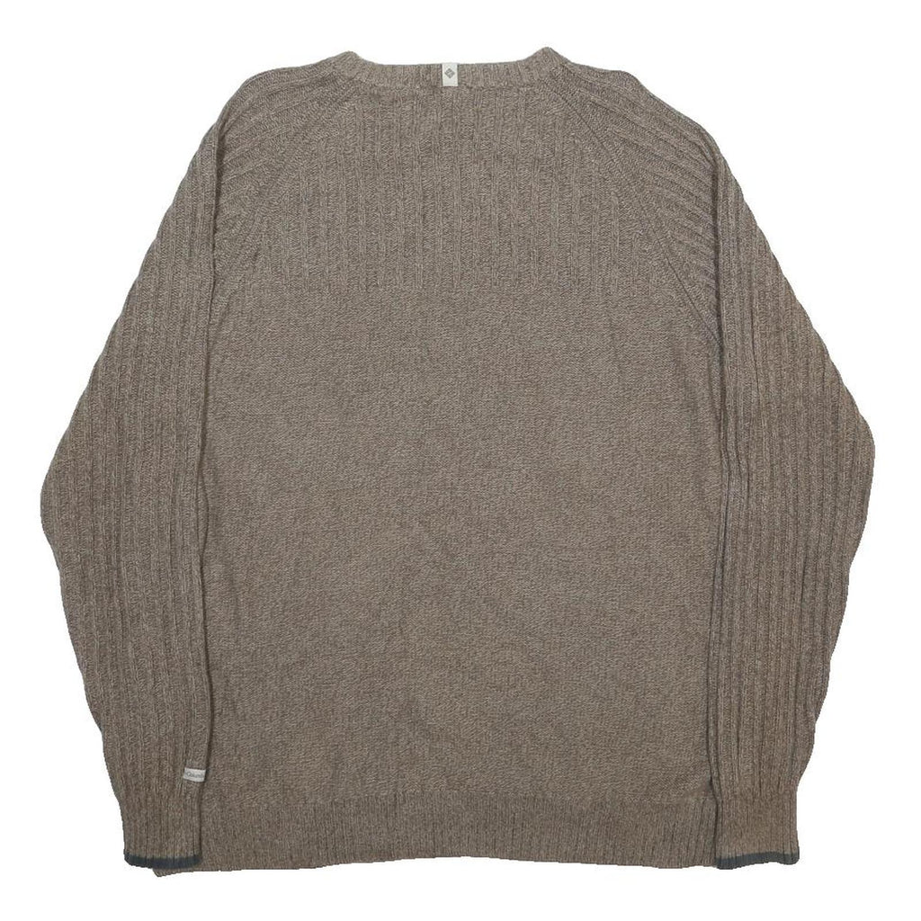 COLUMBIA Mens Beige Patterned Cotton Jumper Crew Neck Basic Knit XL Casual