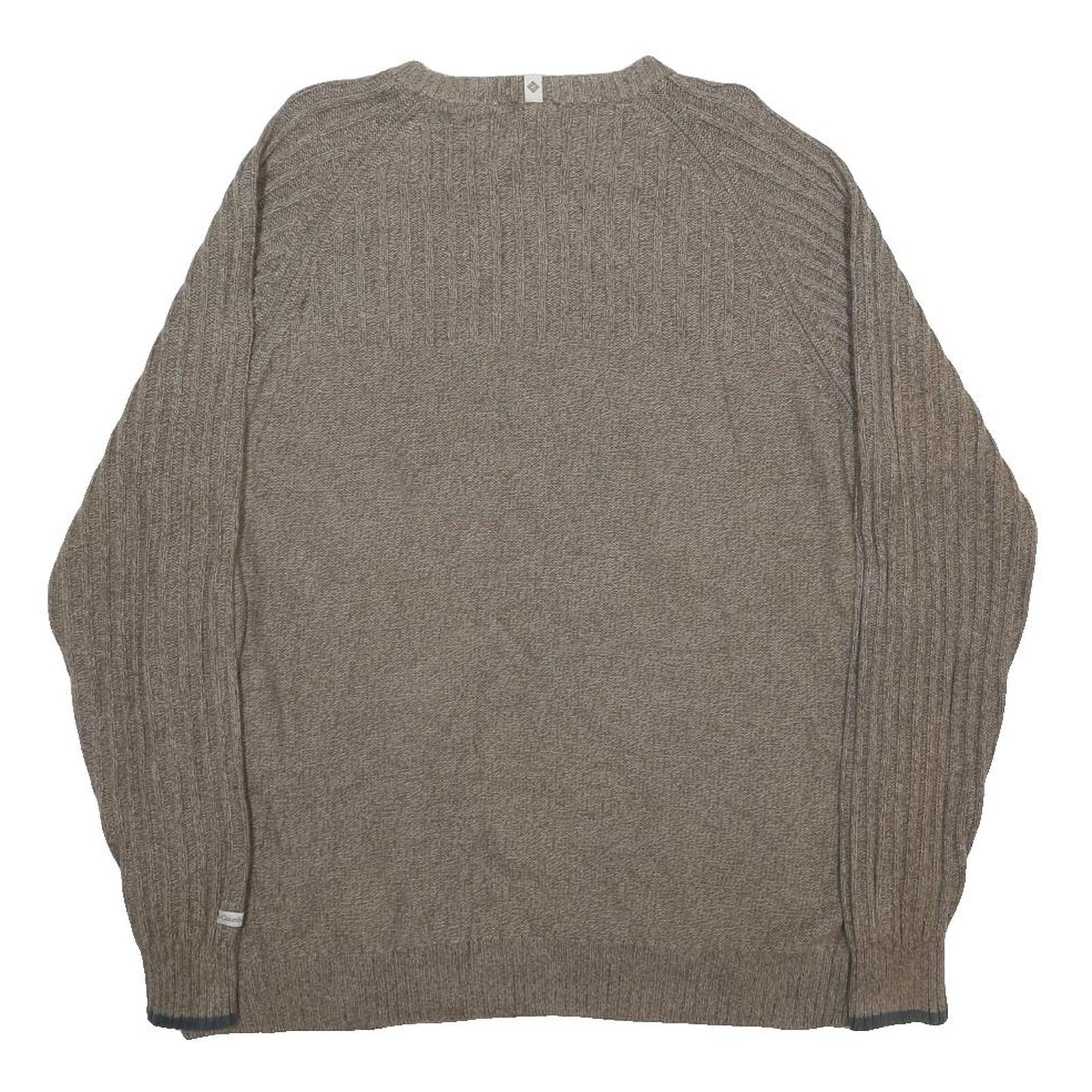 COLUMBIA Mens Beige Patterned Cotton Jumper Crew Neck Basic Knit XL Casual
