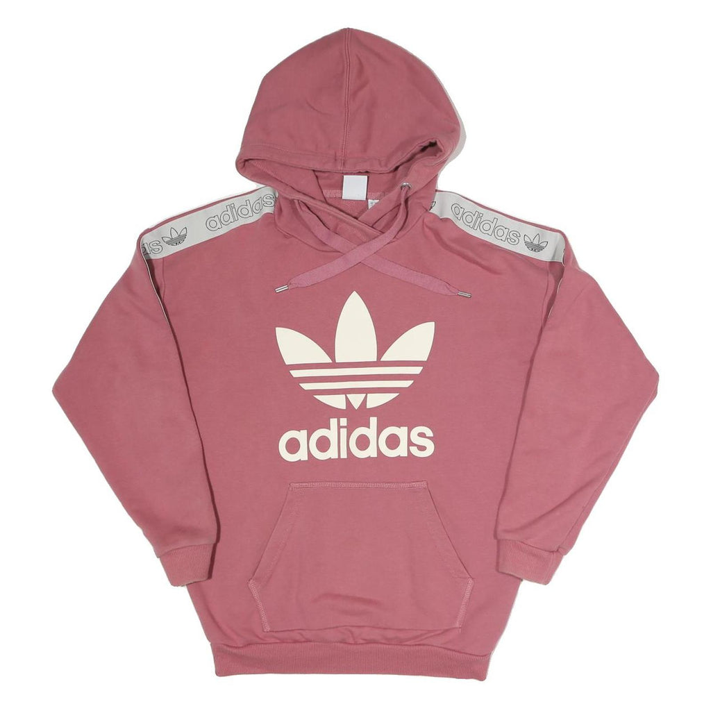 ADIDAS Womens Pink Hoodie UK 6 Cotton Blend Casual Pullover Sweatshirt