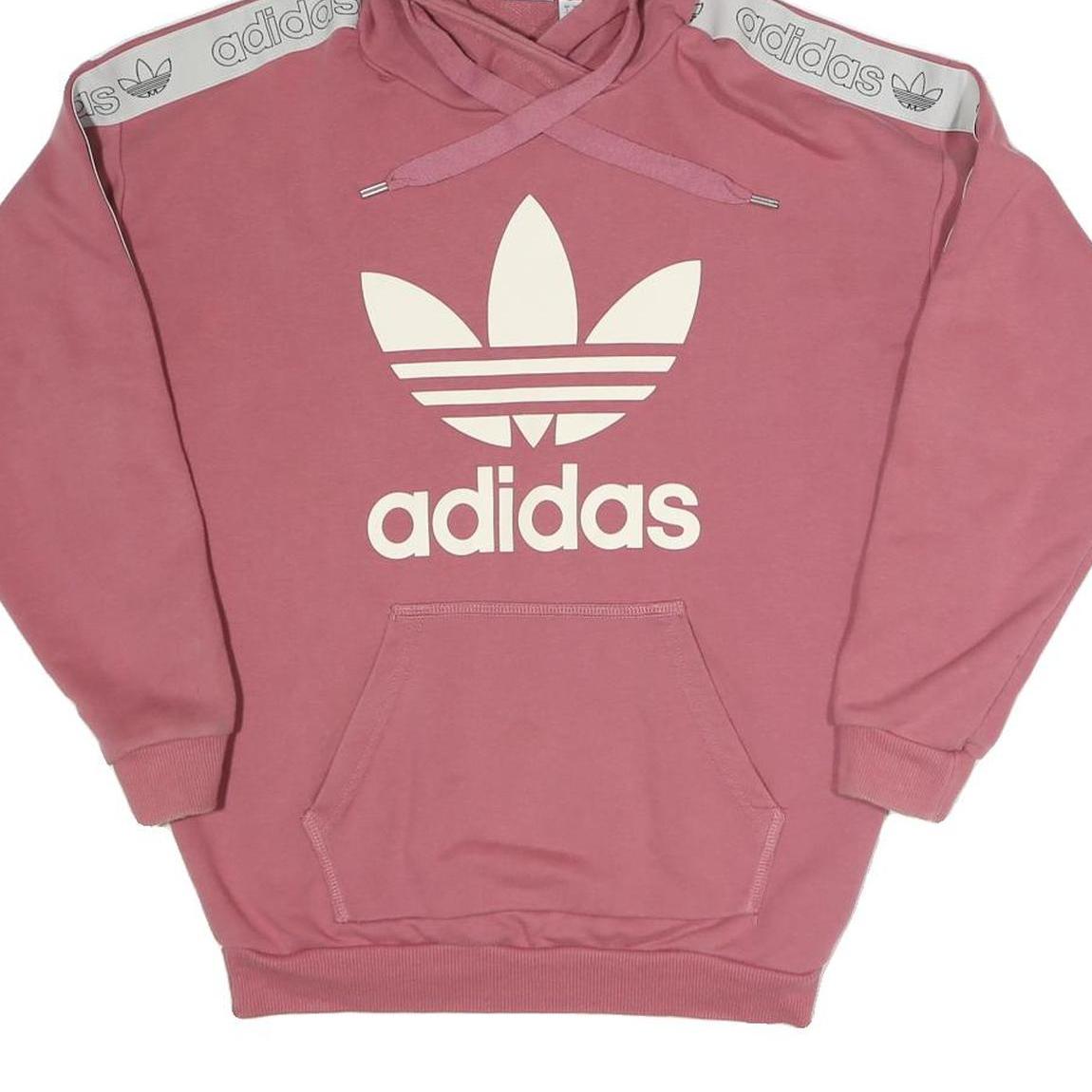ADIDAS Womens Pink Hoodie UK 6 Cotton Blend Casual Pullover Sweatshirt
