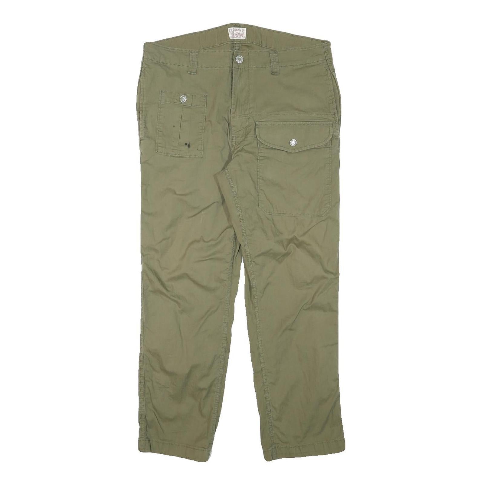 LEVI'S Womens Cotton Blend Olive Slim Straight Trousers W32 L26 Utility Pocket