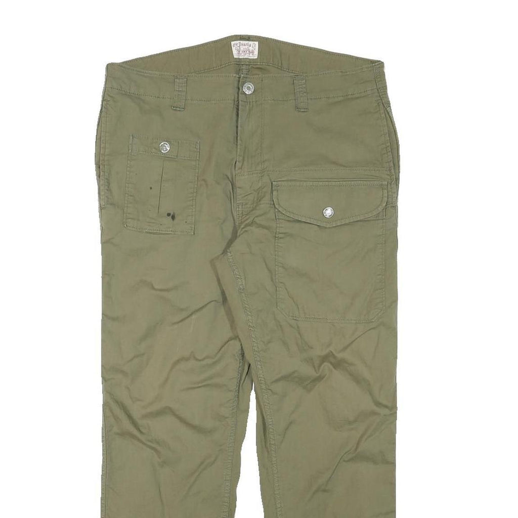 LEVI'S Womens Cotton Blend Olive Slim Straight Trousers W32 L26 Utility Pocket