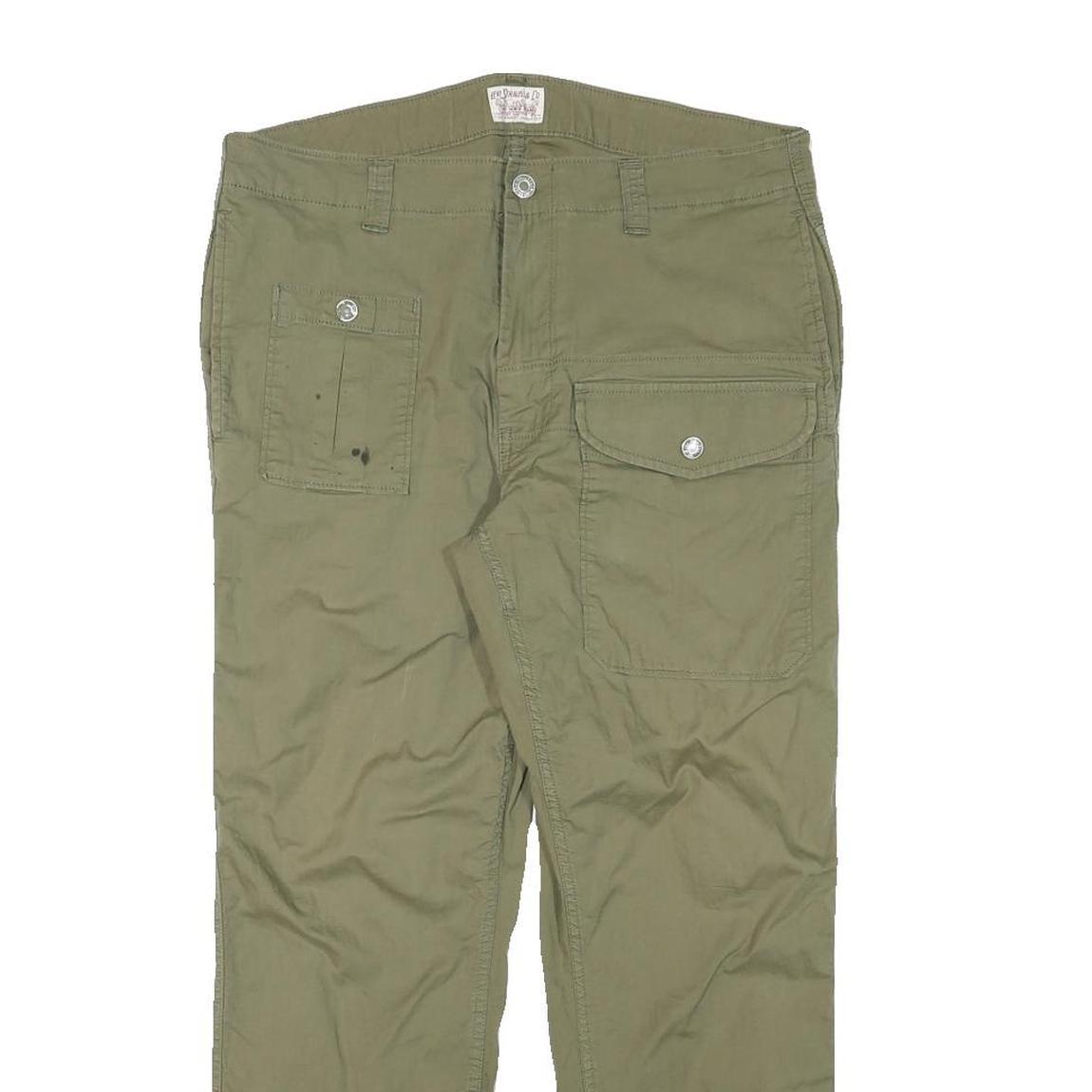 LEVI'S Womens Cotton Blend Olive Slim Straight Trousers W32 L26 Utility Pocket