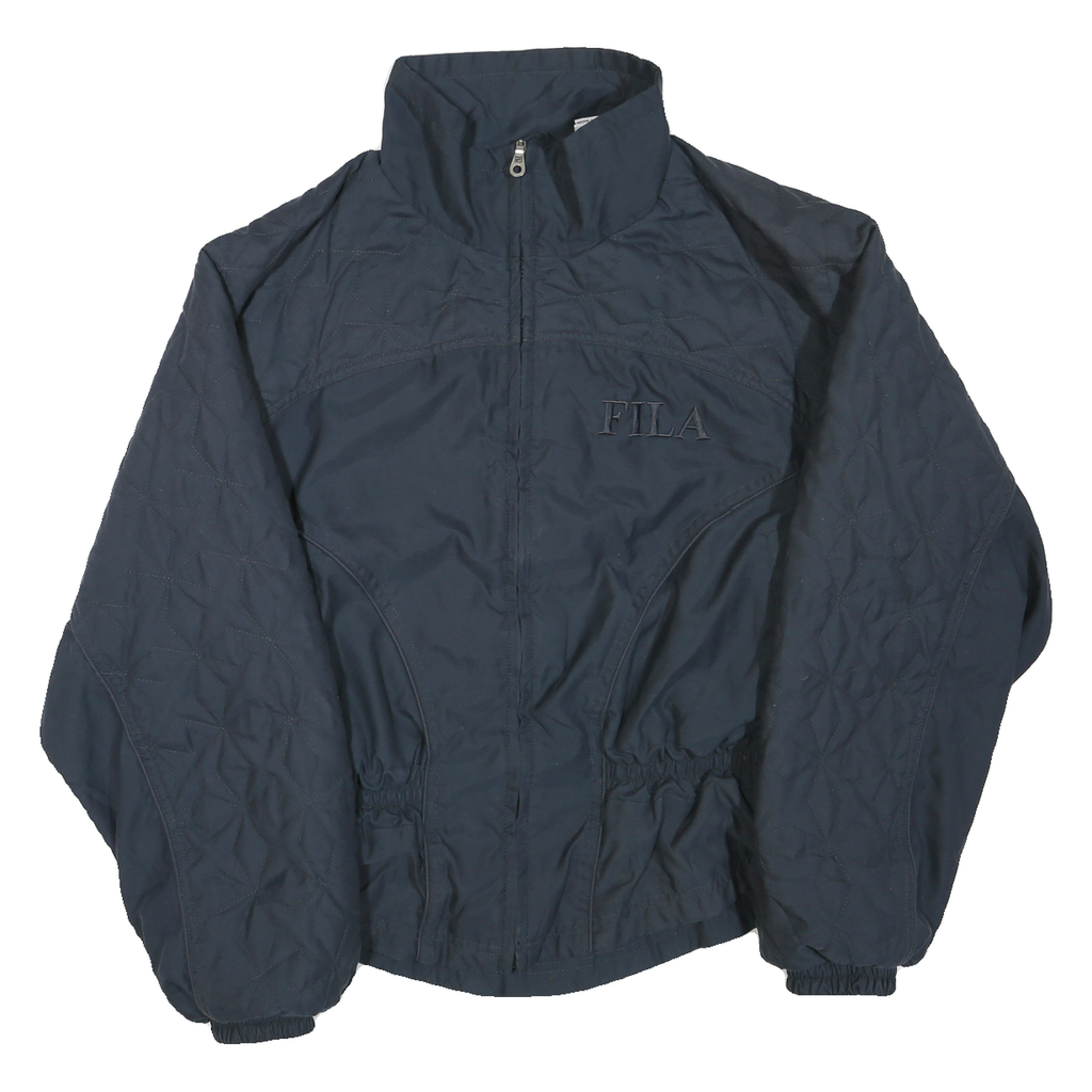 FILA Womens Navy Quilted Jacket L Polyester Blend Zip Casual Sportswear