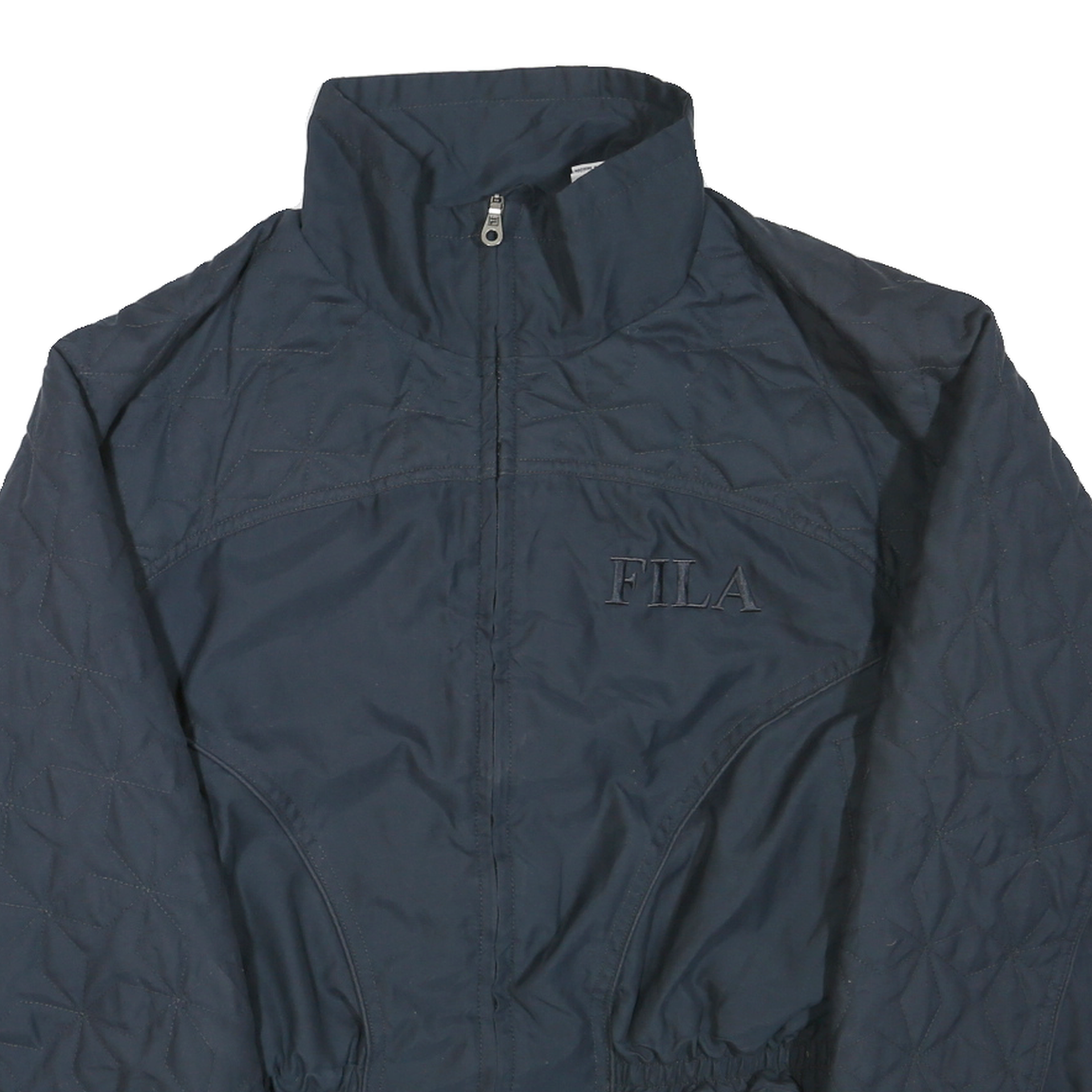 FILA Womens Navy Quilted Jacket L Polyester Blend Zip Casual Sportswear