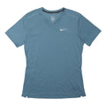 NIKE Womens Blue Dri-Fit V-Neck Short Sleeve T-Shirt M Sportswear Activewear