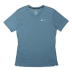 NIKE Womens Blue Dri-Fit V-Neck Short Sleeve T-Shirt M Sportswear Activewear