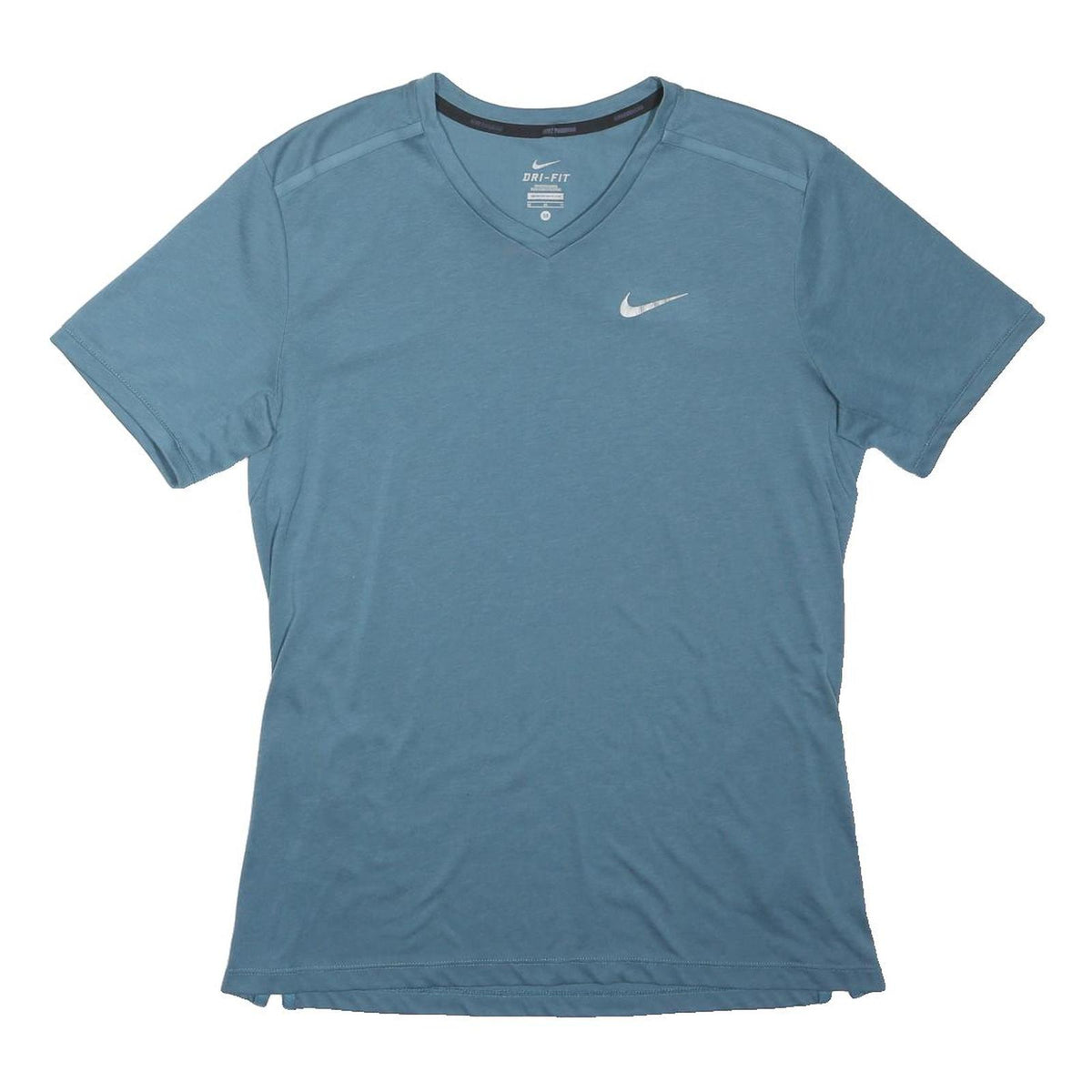 NIKE Womens Blue Dri-Fit V-Neck Short Sleeve T-Shirt M Sportswear Activewear