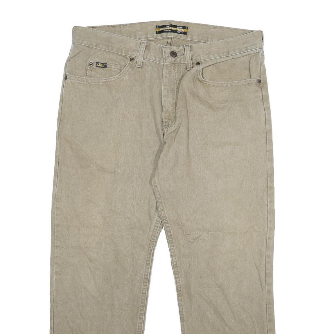 LEE Mens Jeans Beige Regular Straight Denim Cotton W36 L29 Classic Zip Pockets