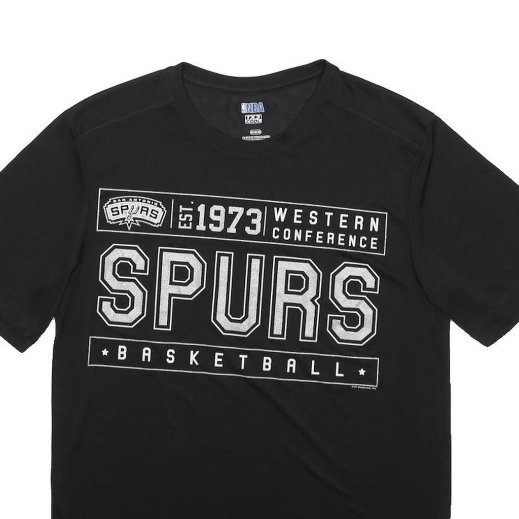 NBA Mens Black Spurs Basketball T-Shirt M Short Sleeve Crew Neck Graphic Print