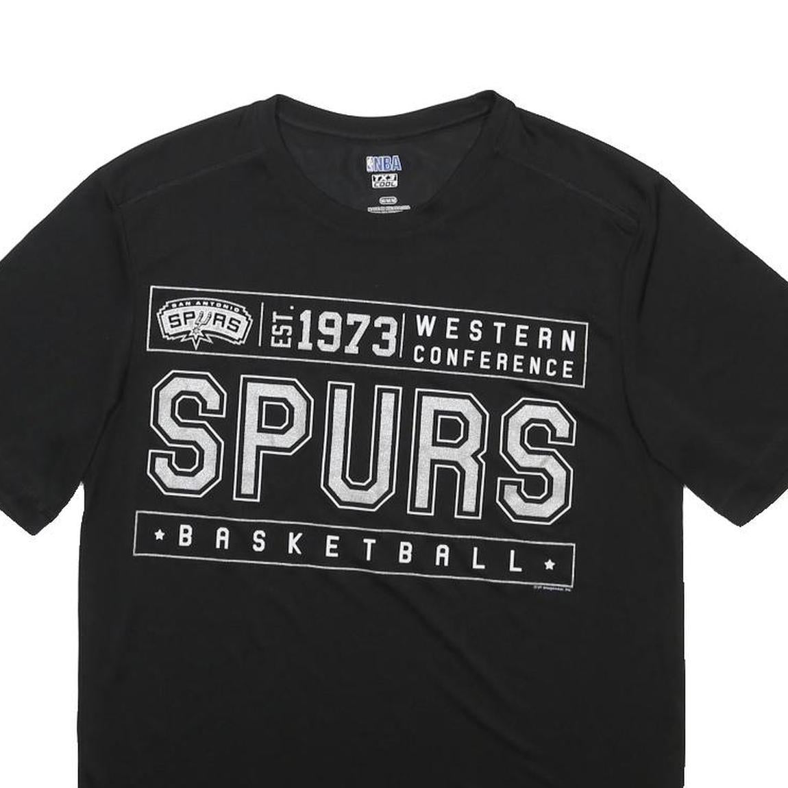 NBA Mens Black Spurs Basketball T-Shirt M Short Sleeve Crew Neck Graphic Print