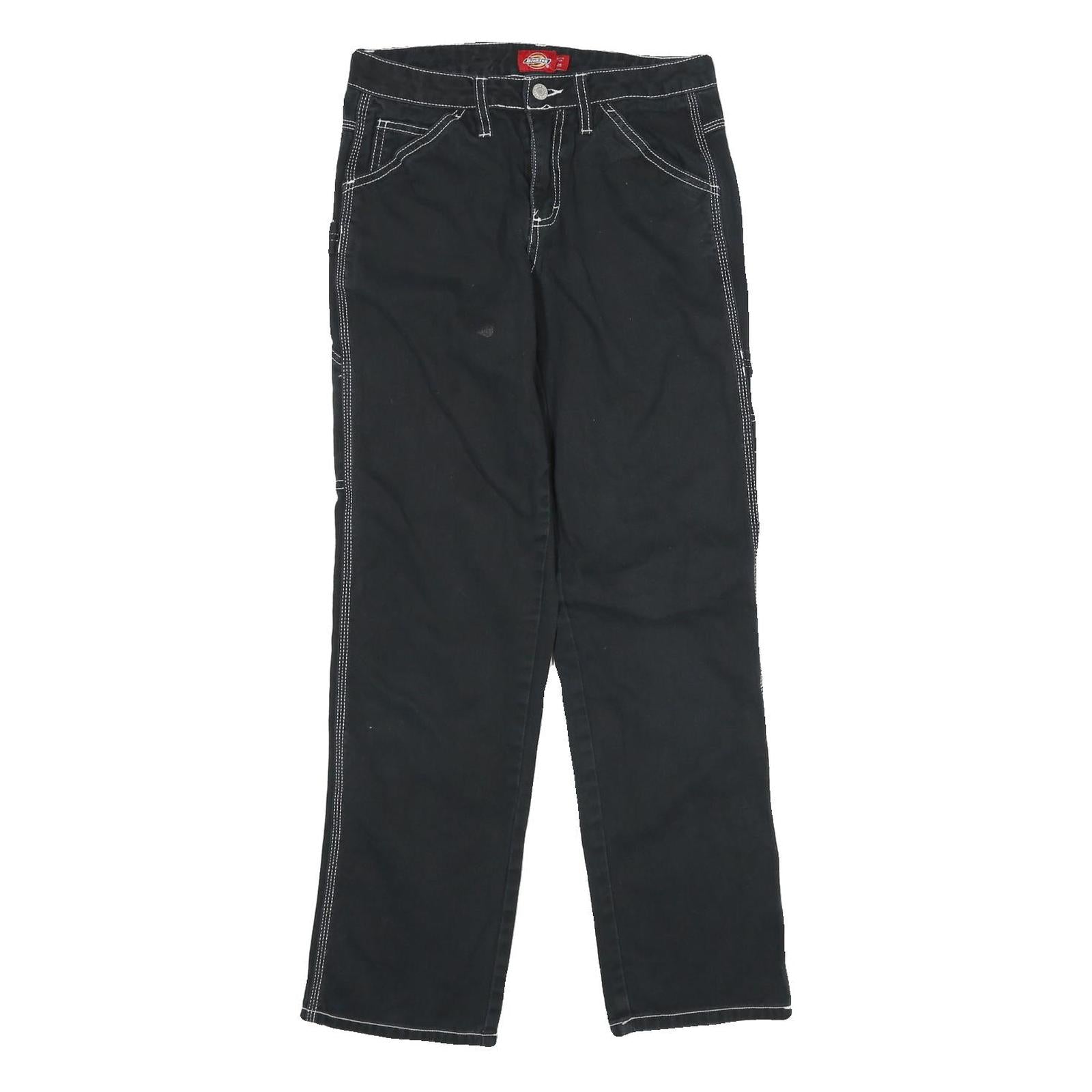 DICKIES Mens Black Cotton Regular Straight Trousers W28 L30 Workwear Utility