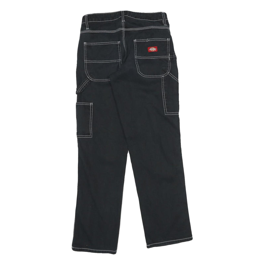 DICKIES Mens Black Cotton Regular Straight Trousers W28 L30 Workwear Utility