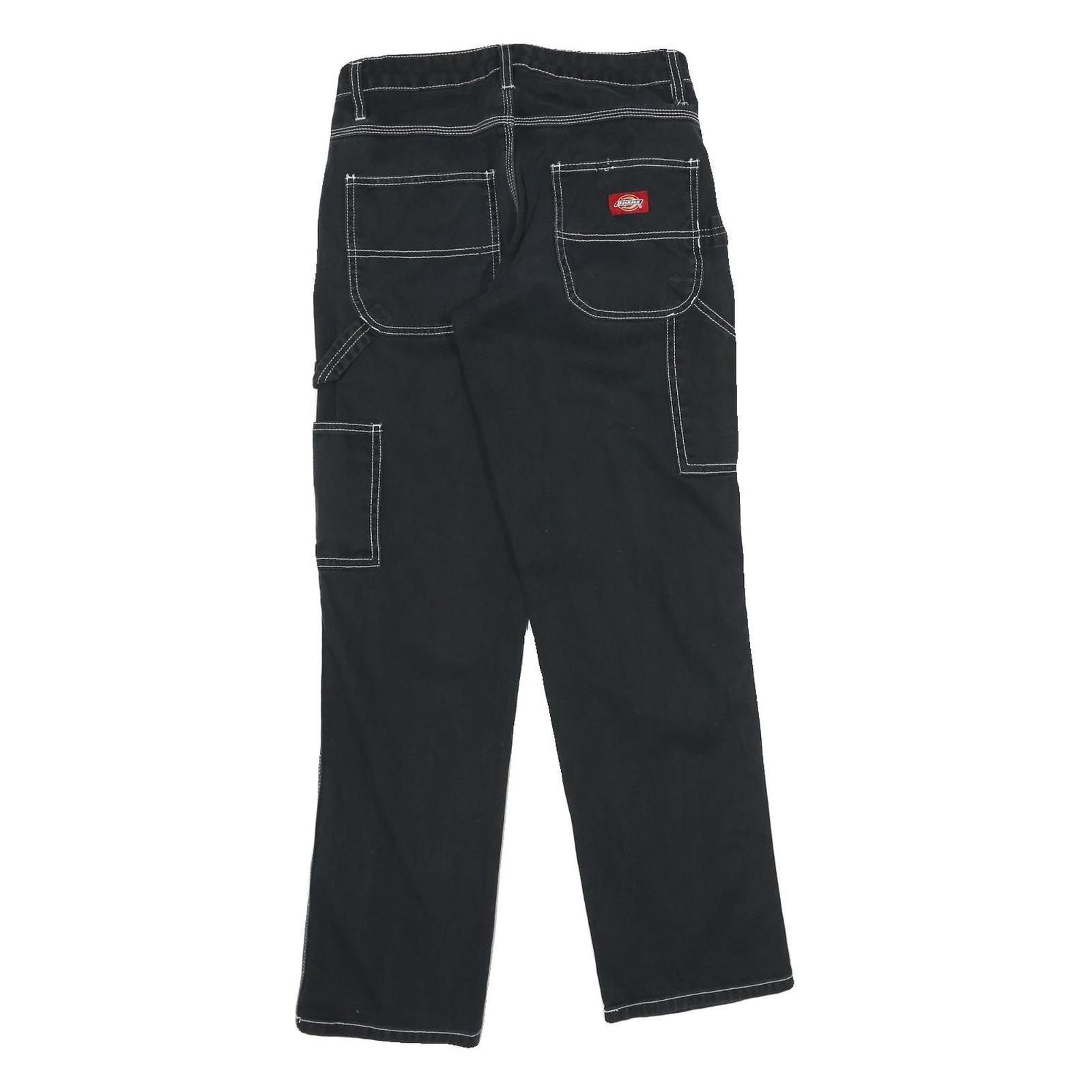 DICKIES Mens Black Cotton Regular Straight Trousers W28 L30 Workwear Utility