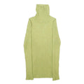 Womens Green Plain Pullover Jumper Rib Knit XXS Stretchy Turtleneck Lightweight