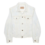 LEVI'S Girls White Cotton Denim Jacket S Button Closure Classic Fit Casual