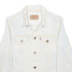 LEVI'S Girls White Cotton Denim Jacket S Button Closure Classic Fit Casual