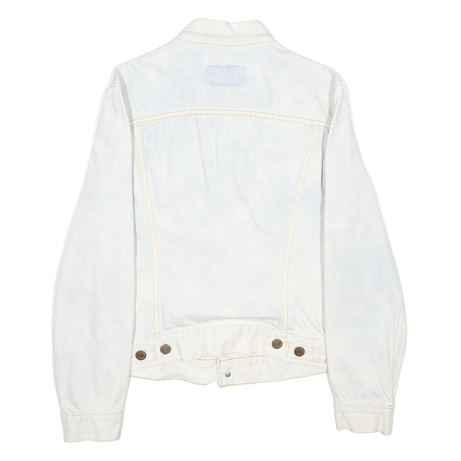 LEVI'S Girls White Cotton Denim Jacket S Button Closure Classic Fit Casual